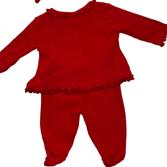 3-Piece Red Heart Ruffle Matching Set 3 Months - Picture 2 of 8